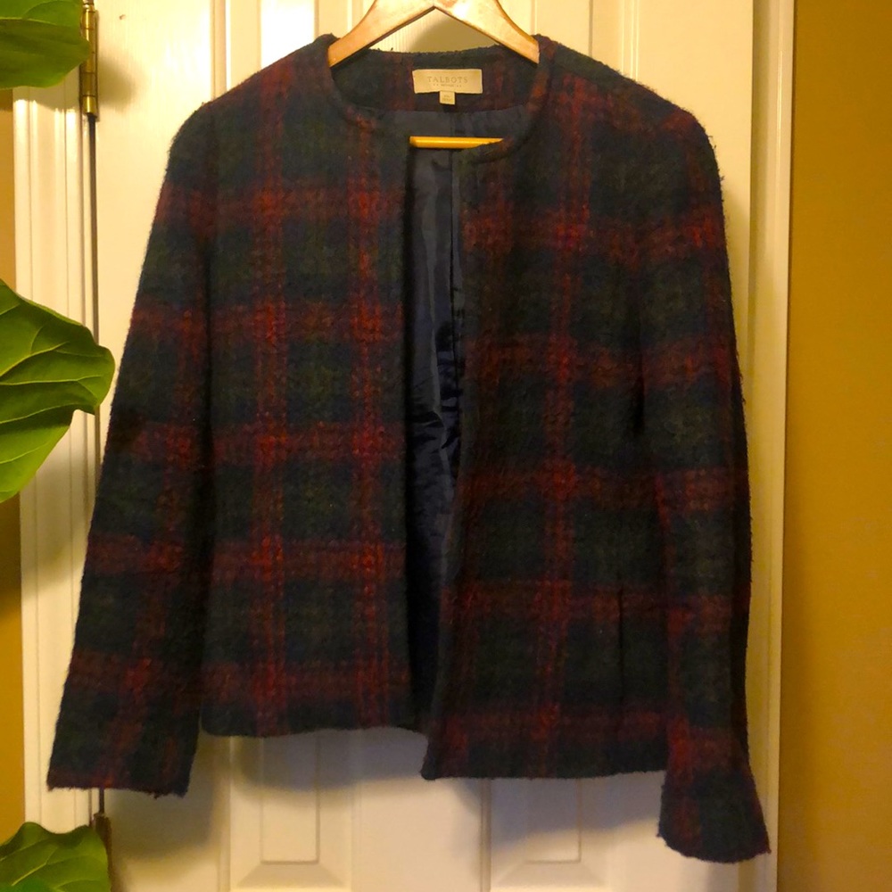 Talbots plaid polyester/ wool jacket, size 10P